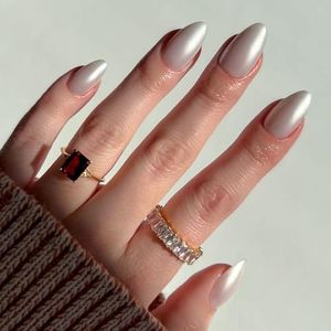 Glamnetic Faux ongles réutilisables - Hailey | Ongles brillants, semi-transparents, courts en amande, réutilisables | 15 tailles - 30 kits d'ongles avec colle
