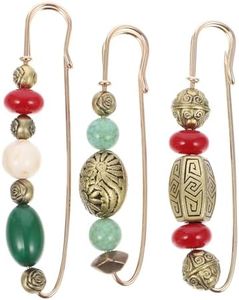 VALICLUD 3 Pcs Décoratif Collier Goupille de Sécurité Vintage Perlé Broche Cardigan Pull Épingles Grande Épinglette Pull Châle Clips pour Femmes Filles