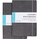 2 Pack Luxury Lined Journal Notebooks- Journals For Writing w/ 130 Perforated Pages- Perfect Notebooks for Work, Travel, College- Journal for Men and Women- Soft Cover (College ruled, Navy)