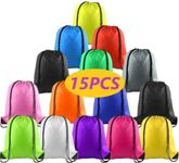KAHEIGN 15Pcs Drawstring Bag, 14 Colors Drawstring Tote Bag Cinch Gym Bags Storage Backpack Draw String Bag for School Gym Traveling Swimming (39 x 34cm)