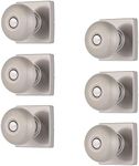 BRINKS – 6-Pack Satin Nickel Contemporary Privacy Locking Square Door Knob – Interior Modern Bed/Bath Lockset Plate Doorknob