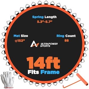 ULTRAPOWER SPORTS Trampoline Mat Replacement 14FT Replacement Trampoline Mat 14 FT 88 Rings Jumping for 88 Springs 5.3"-5.7" Spring 10 Row Stitch Anti-UV Wear-Resistant Hook Gloves Parts