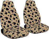 Totally Covers Animal Print Car Seat Covers: Tan Cow - Universal Fit - Front - Buckets - Option for Airbag, Seat Belt, Armrest & Seat Release/Lever Compatible (30 Prints)