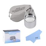 40X Full Metal Illuminated Jewellery Magnifier,XYK Folding Scientific Document Magnifying Glass Jewellers Lens Eye Loupe with LED and UV Light(LED Currency Detecting/Jewelry Identifying Type)