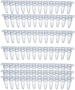 MUHWA 0.2ml PCR Tube with Thin Wall, Strip of 12 Tubes with cap, Flat Caps, 200 Strips