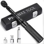 PRO BIKE TOOL 3/8 Torque Wrench Black Matte - Bike Maintenance Park Tool Torque Wrench 10 to 60 Nm Range with 0.5 Nm Micro Adjustments - Includes 1/2" & 1/4" Adapter, Extension Bar & Storage Box
