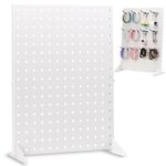 Pegboard Display Stand for Craft Shows & Fairs - Metal Store Display for Selling Accessories, Earring, Jewelry, Pin Display Stands for Retail Stores, Vendors & Events - 17" x 13” Designer White
