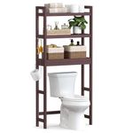 SONGMICS Over-The-Toilet Storage Bathroom Organizer Toilet Rack with Adjustable Shelf, Brown UBTS01BR