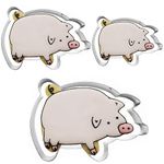 Large Size Pig Shaped Cookie Cutter Set of 3 pcs, Stainless Steel Piggy Fondant Cutters, 4.6/3.6/2.6 inches