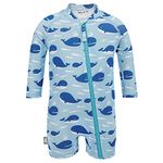 Jan & Jul One-Piece Toddler Boy Rash Guard with UV Protection (2T, Blue Whale)