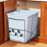 Dual Pull Out Garbage Bin Kitchen, Insputer 70Liter Under Sink Garbage Can, Slide Out Garbage and Recycling Bin Combo, Trash Can No Included