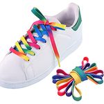 2 Pairs/4PCS Rainbow Laces，Rainbow Pride Shoe Gradient Neon Coloured Roller Skate Trainer Shoe Laces Flat Rainbow Laces for Trainers Walking Boots Hiking Shoes,Replacement Boot Laces