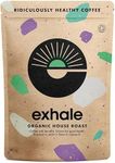 EXHALE Organic Wholebean Coffee - NEW LARGE 450G PACK - Mycotoxin Free & Suitable for Bulletproof Coffee. Single Origin and 100% Arabica Beans - Medium Roast