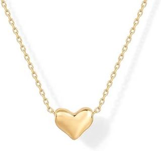 PAVOI 14K Gold Plated Cubic Zirconia Heart Necklace | Cute Dainty Love Pendant Necklaces for Women, Yellow Gold, No Gemstone