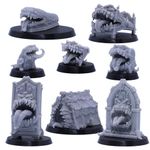 Forged Terrain 28mm Scale Mimic Chest Wardrobe Bed Tent Coffin Door Book Backpack Set for Tabletop D&D Minis Fantasy Monster Pack Role-Playing Games Mimics Figures