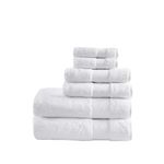 MADISON PARK SIGNATURE Turkish 100% Cotton 600Gsm Luxury Premium Thick Soft Abosorbant Hotel Bathroom Towel Set Shower Hand Face Washcloths, Assorted Sizes, White 6 Piece