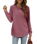 Jescakoo Sweatshirts for Women Long Sleeve Shirts Crewneck Pullover Loose Fit Tops Womens Clothing Trendy 2024 Fall Winter Rosa Pink S