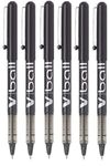 Pilot V Ball 7 Black Fine Rollerball Pen Pens Metal Tip 0.7mm Nib 0.4mm Line Liquid Ink (Pack Of 6)