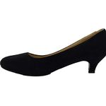 Women's Ladies Round Toe Kitten Heel Dress Work Party Pumps Big Sizes Shoes (UK12(EU46), Black Suede)