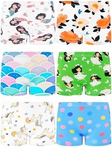 BliBliTaTa Girls Boyshorts Underwear,Soft Cotton Tagless Panties for Toddlers & Little Kids Comfort,Breathable Briefs in Sizes 2T,4T,6,8,10,12 Years Old,6-Pack Mermaid Starfish Shells-8