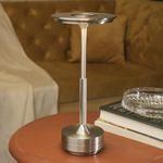 Chronos Aureola Cordless LED Table Lamp (Silver) - USB Rechargeable Portable Touch Control Dimmable 3 Light Color Tunable Table Lamp for Hotel, Cafe, Restaurant or Home for Bedside, Center or Dining