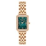 VICTORIA HYDE Gorgeous Women's Watch Green Mother of Pearl Dial Elegant Timepiece Rectangular Face Watches with Black Leather Band