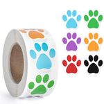 500PCS Dog Paw Print Stickers, 1 Inch Colorful Dog Stickers for Kids, Self-Adhesive Puppy Paw Prints Stickers for Gifts, Mailing, Vets, Kennels, Party Room Decoration, Envelope Seals