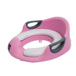 Straame Baby Toilet Seat, Potty Training Seat for Toddlers with Handles, Backrest and Anti-Splash Design, Easy to Clean Toilet Seat with 2 Soft Removable Cushions (Pink)