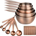 Smithcraft Measuring Cups and Spoons Set, 12 Pieces Measuring Cup Set, Stainless Steel Measuring Cups, Metal Copper Measuring Cups Spoons, Dry Kitchen Measure Cup Spoon & Leveler & Measure Equivalents