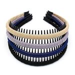 Fashion Headbands, 4Pcs Wide Plain Turban Headband Fashion Cross Knot Hair Bands, Non-Slip Headband Hair Hoop Resin Teeth Comb Headbands, DIY Hair Bands Headbands for Women Girls, Beige Series