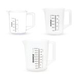 GROZ Heavy Duty Measuring Jug with Food Grade Polymer Body| Ideal for Home, Industrial & Automotive Use| Precise Millilitre & Ounces Marking |Microwave Safe| Transparent| Set of 3| JUG/1-600-100