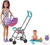 Barbie Skipper Babysitters Inc. Playset with Skipper Babysitter Doll (Brunette), Stroller, Baby Doll & 5 Accessories, Toy for 3 Year Olds & Up, GXT34