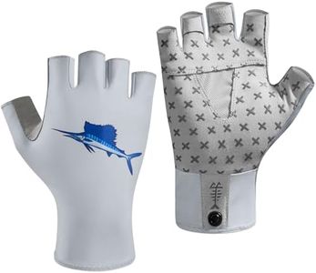 BASSDASH Unisex UPF 50+ Half Finger Sun Gloves Fingerless Breathable UV Protection for Fishing Hiking Kayaking Rowing FG02