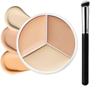 Cream Concealer Full Coverage Palette, 3 Colour Concealer Makeup Palette Blendable Shades, Corrects Dark Circles Red Marks Scars, Waterproof Concealer Stick Highlight Contour Concealer Palette