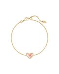 Kendra Scott Ari Heart Link Chain Bracelet for Women, Fashion Jewelry, 14k Gold-Plated, Iridescent Dichroic Glass