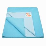 Tidy Sleep Instadry Anti-Piling Fleece Extra Absorbent Quick Dry Sheet for New Born Babies, Cotton Bed Protector Mattress Pack of 1 Baby Blue Large (140x100) cm