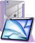 eller santé® 2IN1 Combo Back Flip Stand Cover Case + Tempered Glass for iPad Air 13 inch (M2) 360 Degree Pencil Holder Free-Angle Viewing with Adjustable Stand Auto Wake/Sleep- Lavender