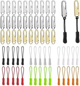 AUXIN 60 Pcs Zipper Pull Replacement, Detachable Zippers Handle Mend Fixer Zipper Tags Cord Pulls Extender Zipper Replacement Slider for Repair Clothing Bags Jackets Tents Luggage Backpacks Suitcases