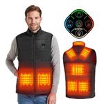 Heated Vest for Man Woman, Electric Heating Coat With 8 Heating Panels. Battery Not Included (XXXL), Black, Large