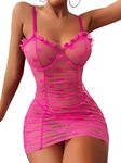 Lilosy Sexy Babydoll Nightwear for Women, Heart Hot Pink, Large