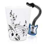 LanHong - 13.5 oz Musical Notes Design Guitar Coffee Mugs Drink Tea Milk Coffee Mug Ceramic Music Cup Gift for Friend (Blue)