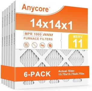 Anycore 14x14x1 Air Filter 6-Pack MERV 11 MPR 1000 FPR 7 AC HVAC Furnace Pleated Filters for Home Office (Actual Size: 13.75x13.75x0.75 inch)