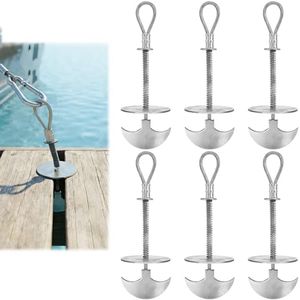 6PCS Trailer Deck Dock Anchors Between Boards - 1500LB Break Strength - 304 Stainless Steel Quick Tie down Anchors Deck Anchor Pegs Easy to Move for Boards & Outdoor Camping Canopy Tent Anchors