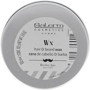 SALERM - Cera para el Pelo Hombre - Homme Barber Line - 100 ml - para Cabello, Barba y Bigote - Fijación Fuerte y Brillo Medio - con Activos Hidratantes - Conserva el Peinado más Tiempo