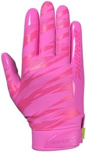 Phenom Elite VPS4 Pro Label Football Gloves – High-Performance, Lightweight Grip Gloves for Adults & Kids | Monochrome Battle Torn Design with Vapor-Stick™ Technology (Pink, Youth Small)