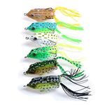 6Pcs Fishing Lures Floating Weedless Frog Baits for Bass Freshwater Saltwater Fishing with Double Sharp Hooks Random