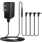 JOYO DC 9V Pedal Power Supply (800mA -1A) AC Wall Charger Adapter with 4 Way Daisy Chain Pedal Cables (8.8 FT), Compatible for Most Brands Effect Pedals (Tip Negative)