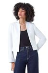 Roman Originals Bolero Jacket for Women UK Ladies Shrug Tailored Rochette Suit Blazer Formal Wedding Guests Crepe Crop Stretch Smart Cover Up Office Work Slim Edge to Edge - Blanc - Size 12