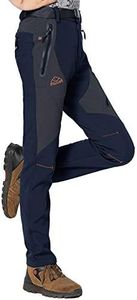 Rdruko Women's Ski Pants Waterproof Insulated Outdoor Hiking Winter Softshell Cold Weather(Navy, US S)