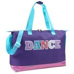 Over The Shoulder Garment Dance Bags for Girls, Teen Dancers, Costumes, Boys | 14” Holographic Glitter Dance Workout Bag for Kids, Competitions (Dance Purple & Pink)